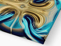 An abstract gold design that is painted for art on a tray.