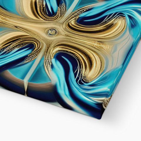 An abstract gold design that is painted for art on a tray.