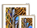 A window in a frame containing three images including one of many trees and other images.