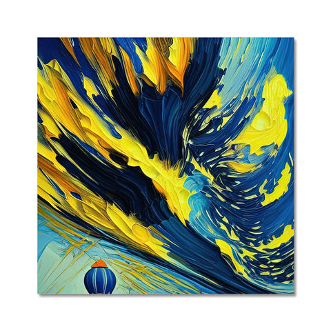 An art print of a windsurfer surrounded by many waves.