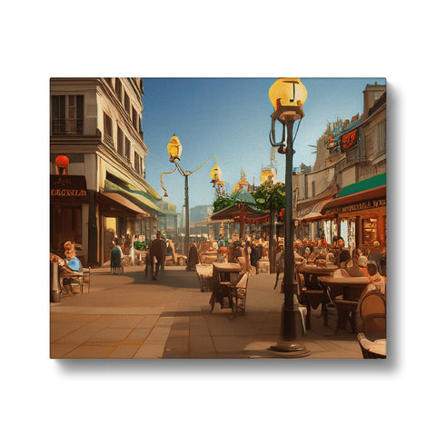 A square with lots of light from a city skyline with tall buildings and some buildings and
