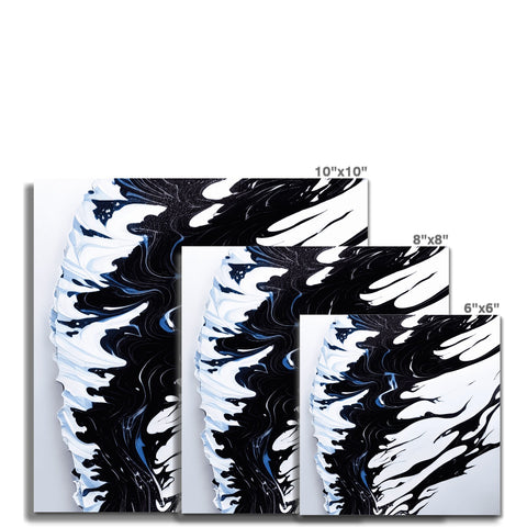 A bunch of blue zebra standing on top of a wall with a snowboard on