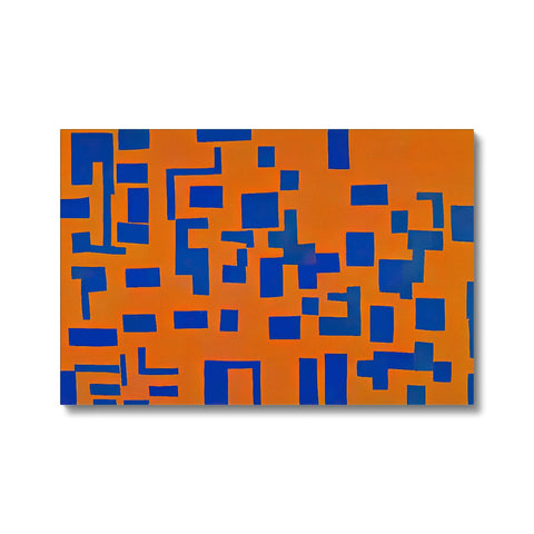 A piece of blue and orange tile on a white background.