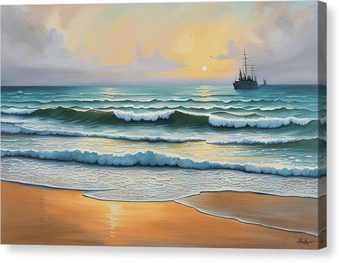 Dramatic Beach Painting at Dawn - Canvas Print