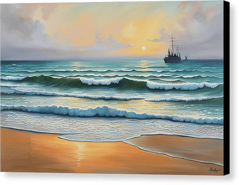 Dramatic Beach Painting at Dawn - Canvas Print