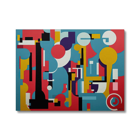 Art print displayed on a metal plate with colorful colors.