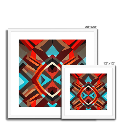 Two framed images with geometric geometric prints on them
