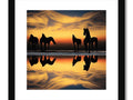The art print looks like it has photographs of horses, all standing, all at the