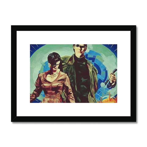 A picture of a deckard and a white wall hanging on a wall.