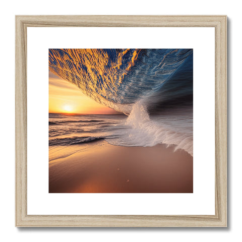 A picture of a beautiful photo on a white wooden frame is framed in blue.