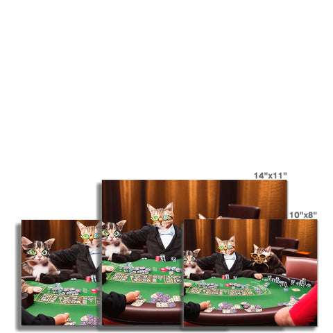 A table with multiple kittens and a game board with poker cards in it.