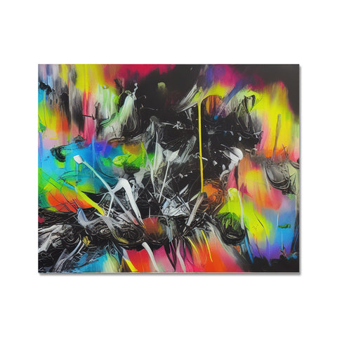 A person is using spray painted graffiti with water over the art print on a black canvas