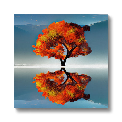 Art photo that depicts a tree standing close to a fire.