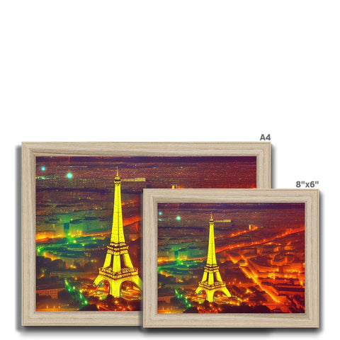 A wooden picture frame that has a picture of the Eiffel Tower on it�