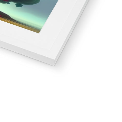 There is not a picture of Imac next to some pictures on a framed canvas.