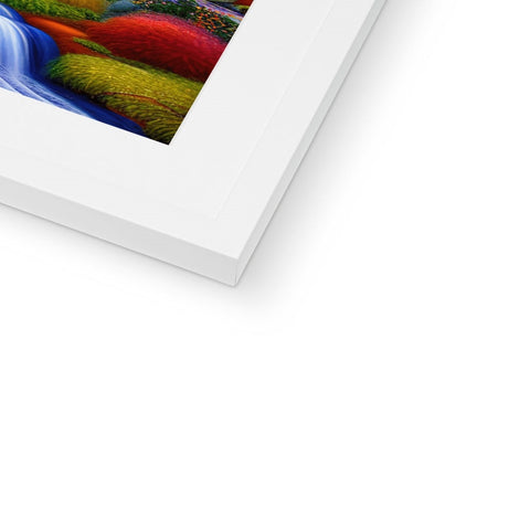 A picture from a colorful print on a softcover picture frame.