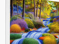 A picture of the scenery on a colorful card with a painting on it