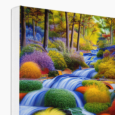 A picture of the scenery on a colorful card with a painting on it