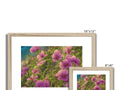 Photo of purple flowers in a frame with two others that are purple