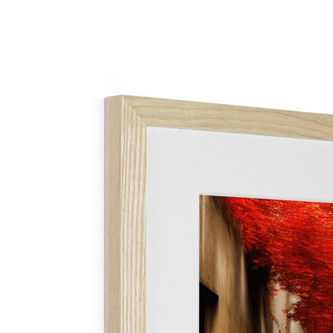 a red picture of a painting or picture frame on a wall with a piece of wood