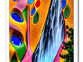 This paint art print prints a flowing waterfall with colorful colors flowing in a tree.