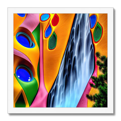 This paint art print prints a flowing waterfall with colorful colors flowing in a tree.