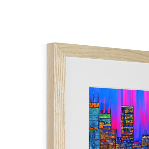 a picture of wood framed photographs with artwork on it with two different colors
