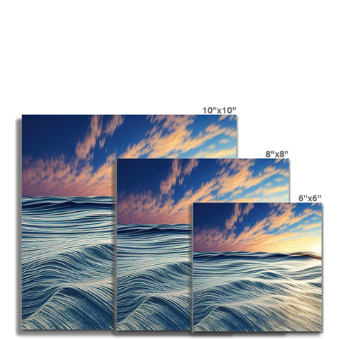 a colorful tile wall set with several cards holding an ocean on a white background and a