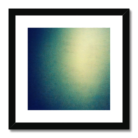 An abstract painting with a light blue background on a painting with gold frame.