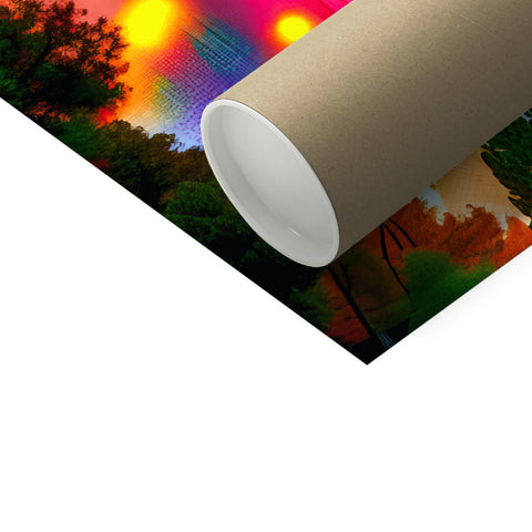 Paper roll sitting on top of a floor decorated with colored foil roll.