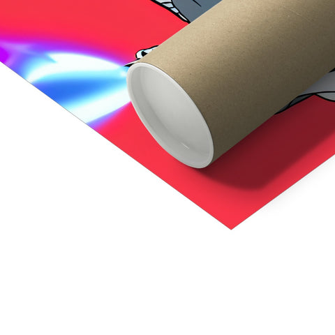A white tp roller next to a roll of wrapping paper.