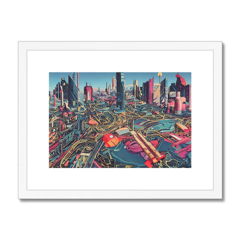Art print in a townscape view of a city city skyline.