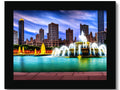 a picture frame with a large picture of the streets of Chicago  and the skyline of