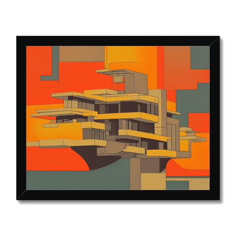 An art print with an image of the motorola building on it.