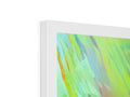 A photo of an abstract painting hanging on some books on a white background.