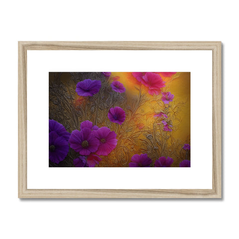 an artwork print with large bouquet of purple flowers in a frame