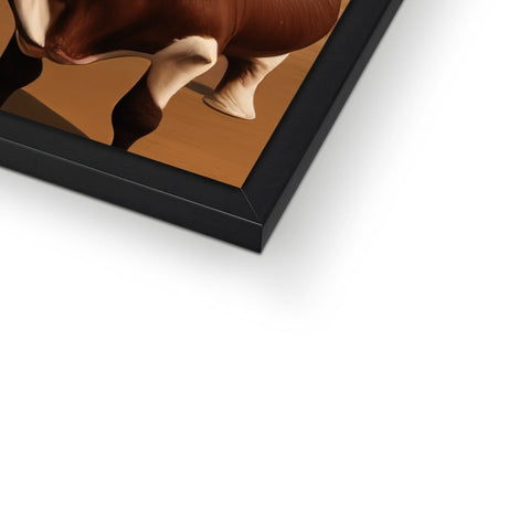 a brown cow showing its back legs in a picture on a picture frame