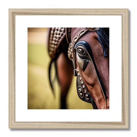 An image on a wooden frame of an image of a horse.