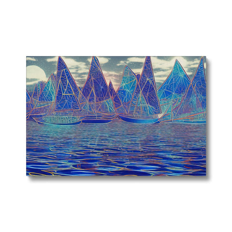 A group of sailboats that are floating on the ocean with many others on