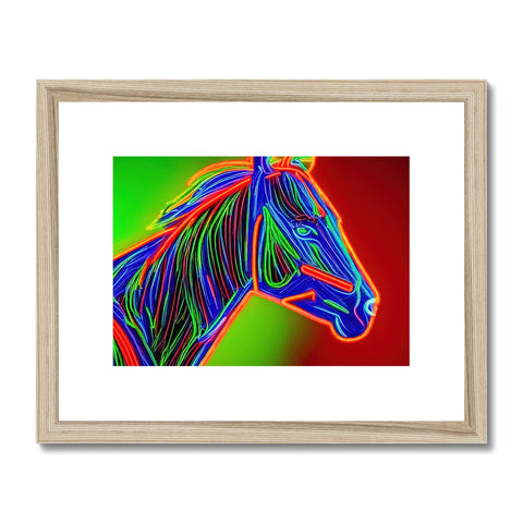 One horse in the background of an image in art print with horse mounted on the horse