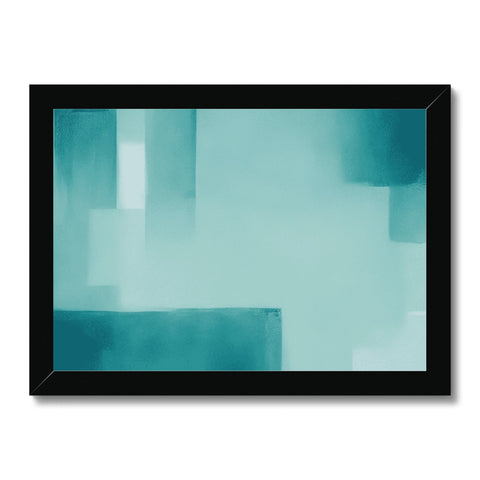 A rectangular art print sitting on top of a green flat screen television.