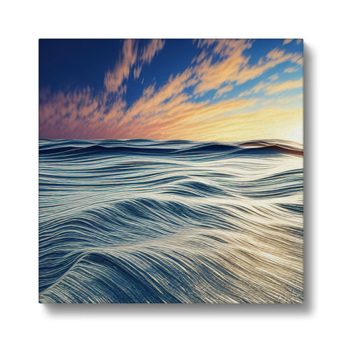 Art art print on a view of wave over water during sunset on a green sky.