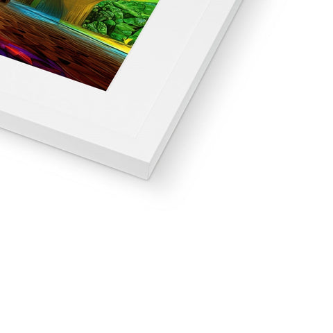 An image of colorful images on a picture frame with a white photo on it.
