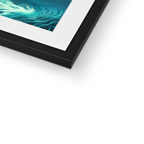 A picture of a blue picture being framed in a frame with a white background.