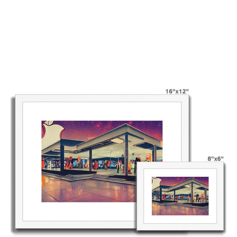 Group of photo frames positioned on a large shopping plaza
