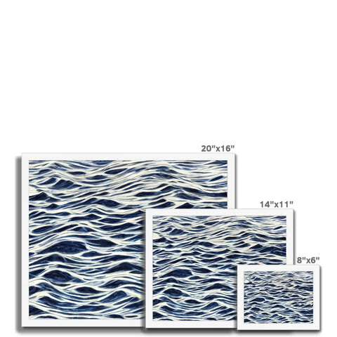 A sea-shaped tile tile with a water tile over white and blue waves.