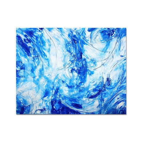 A painting of ocean waves in deep water on a white background.