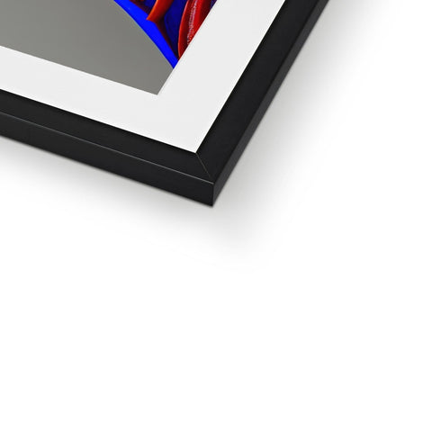 A white picture of an abstract photograph in a framed frame.