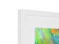 A picture frame shows a picture of an abstract painting on a white background.