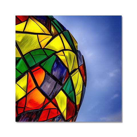 A lamp on top of a light fixture with a colorful colored kite in front of